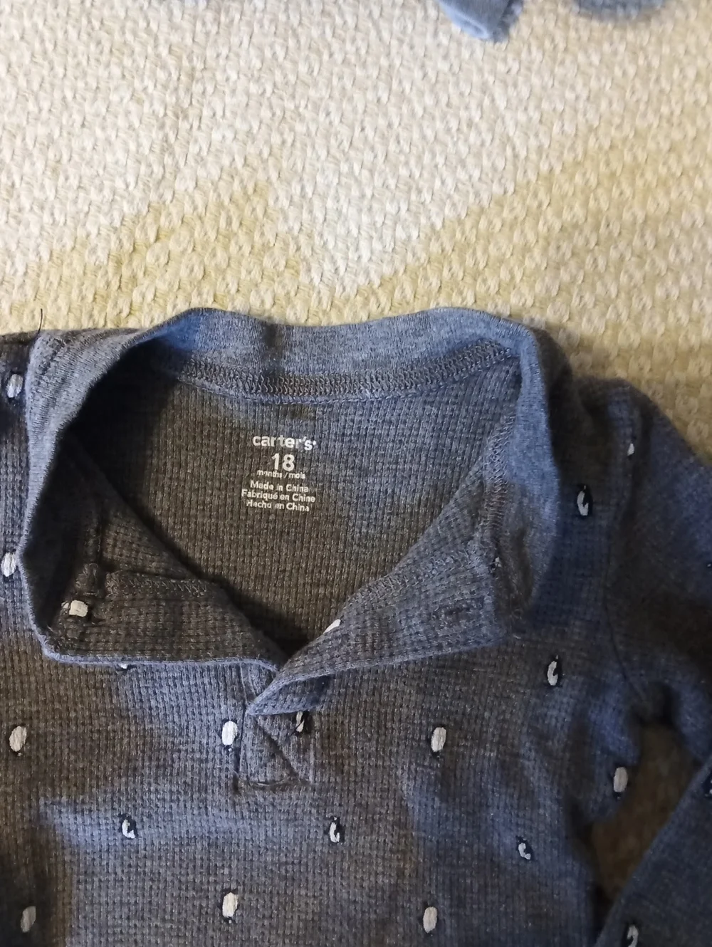 Carter's Gray Long-Sleeve Bodysuit with White Penguin Dots
